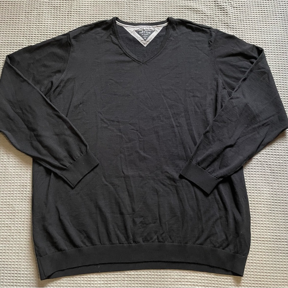 Adidas‎ Adipure Wool Sweater 2XL Men’s Black V-neck Minimalist